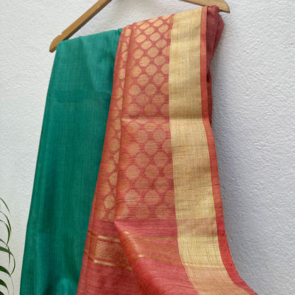 Smoke Pine Cotton Bamboo Silk Saree