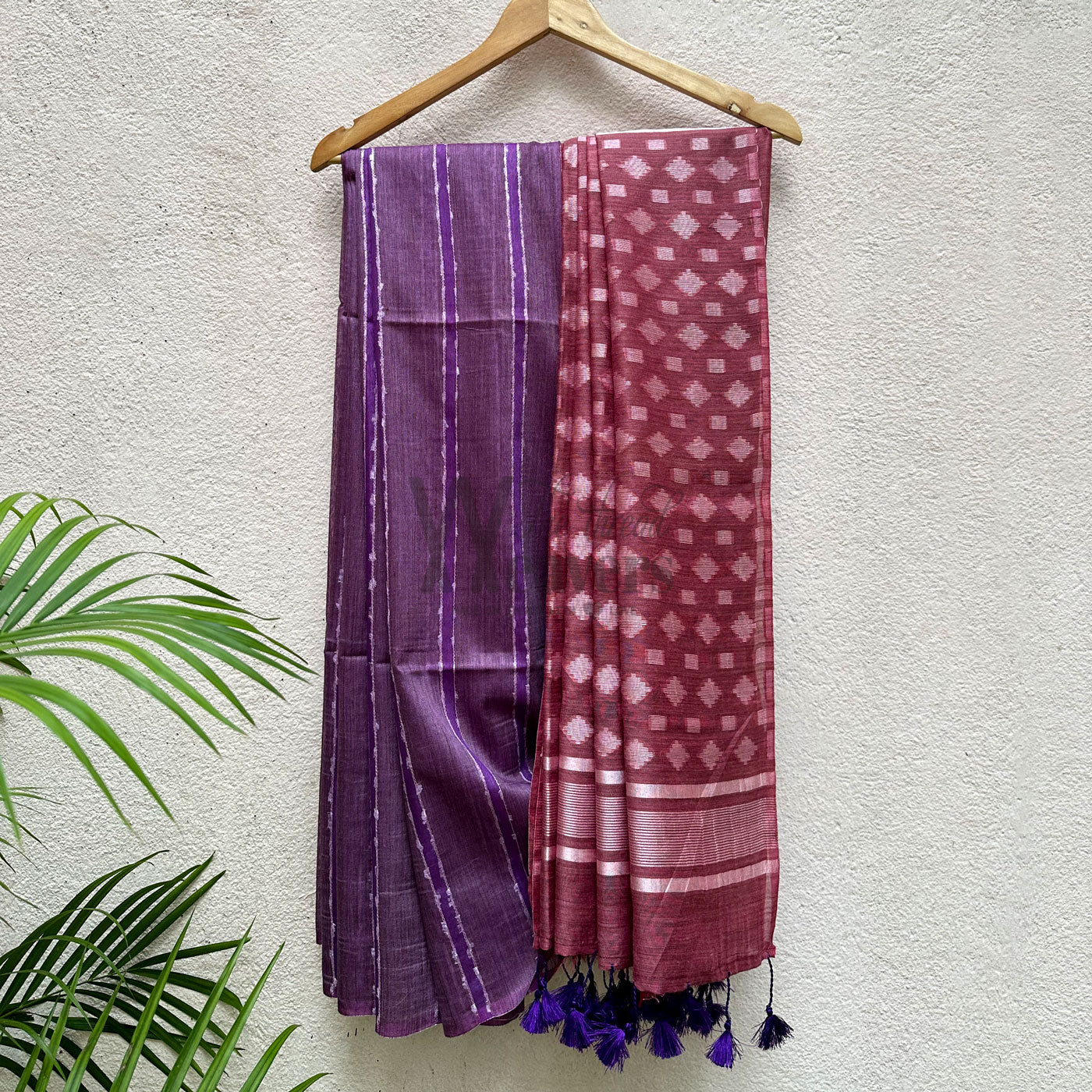 Sparkling Grape Cotton Bamboo Silk Saree