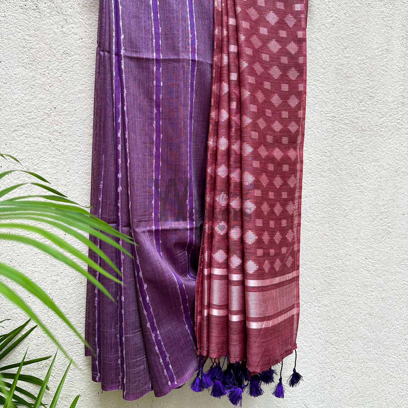 Sparkling Grape Cotton Bamboo Silk Saree