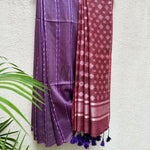 Load image into Gallery viewer, Sparkling Grape Cotton Bamboo Silk Saree
