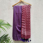 Load image into Gallery viewer, Sparkling Grape Cotton Bamboo Silk Saree
