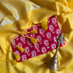 Load image into Gallery viewer, Spectra Yellow Cotton Saree with Printed Blouse
