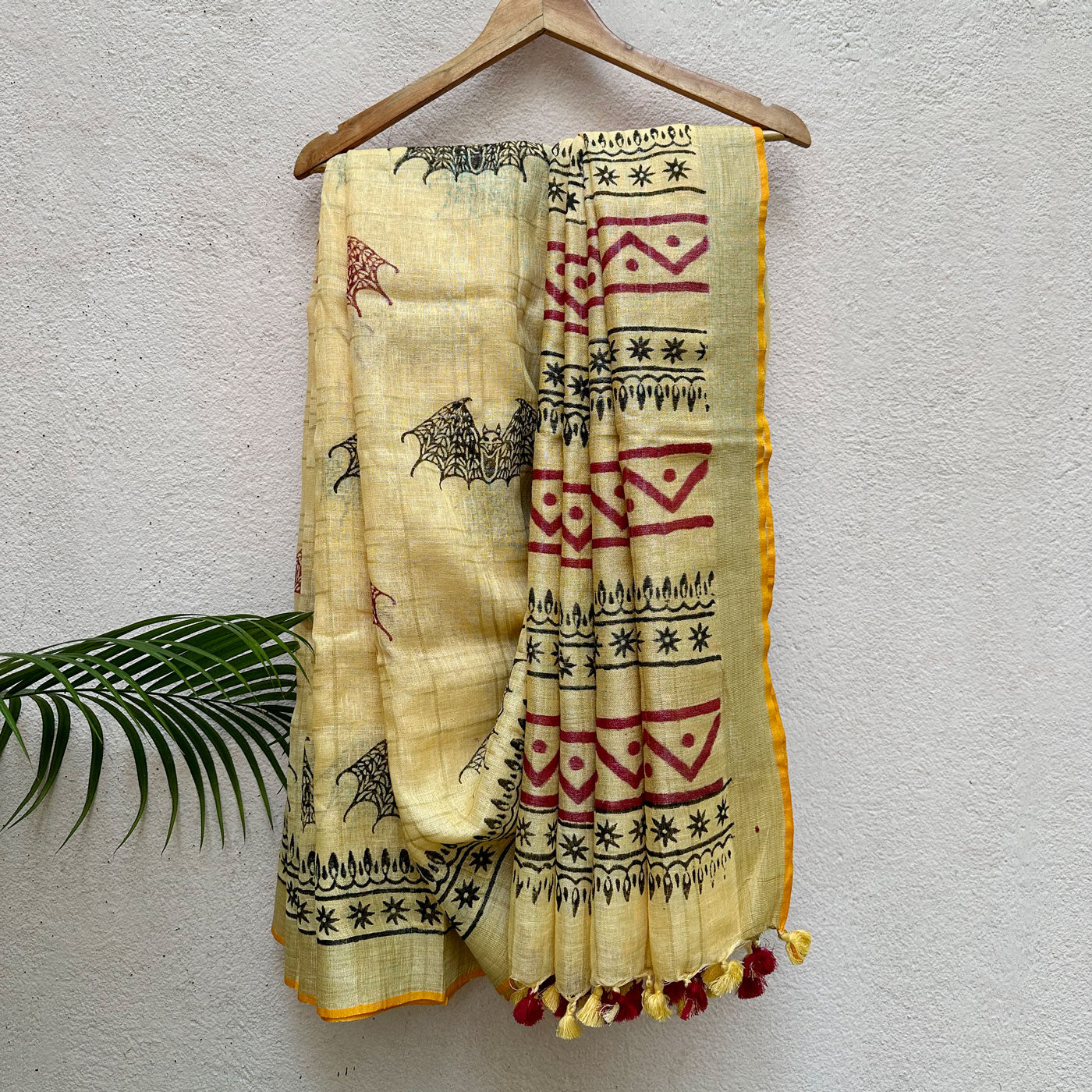 Spooky Tales Handblock Printed Pure Linen Saree