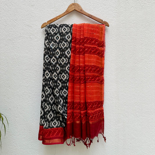 Starry Night Cotton Linen Saree