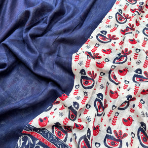Stockholm Printed Organic Linen Saree
