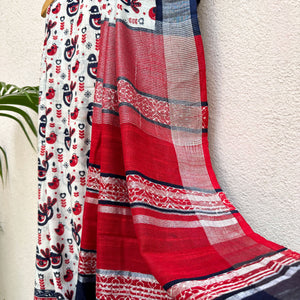 Stockholm Printed Organic Linen Saree