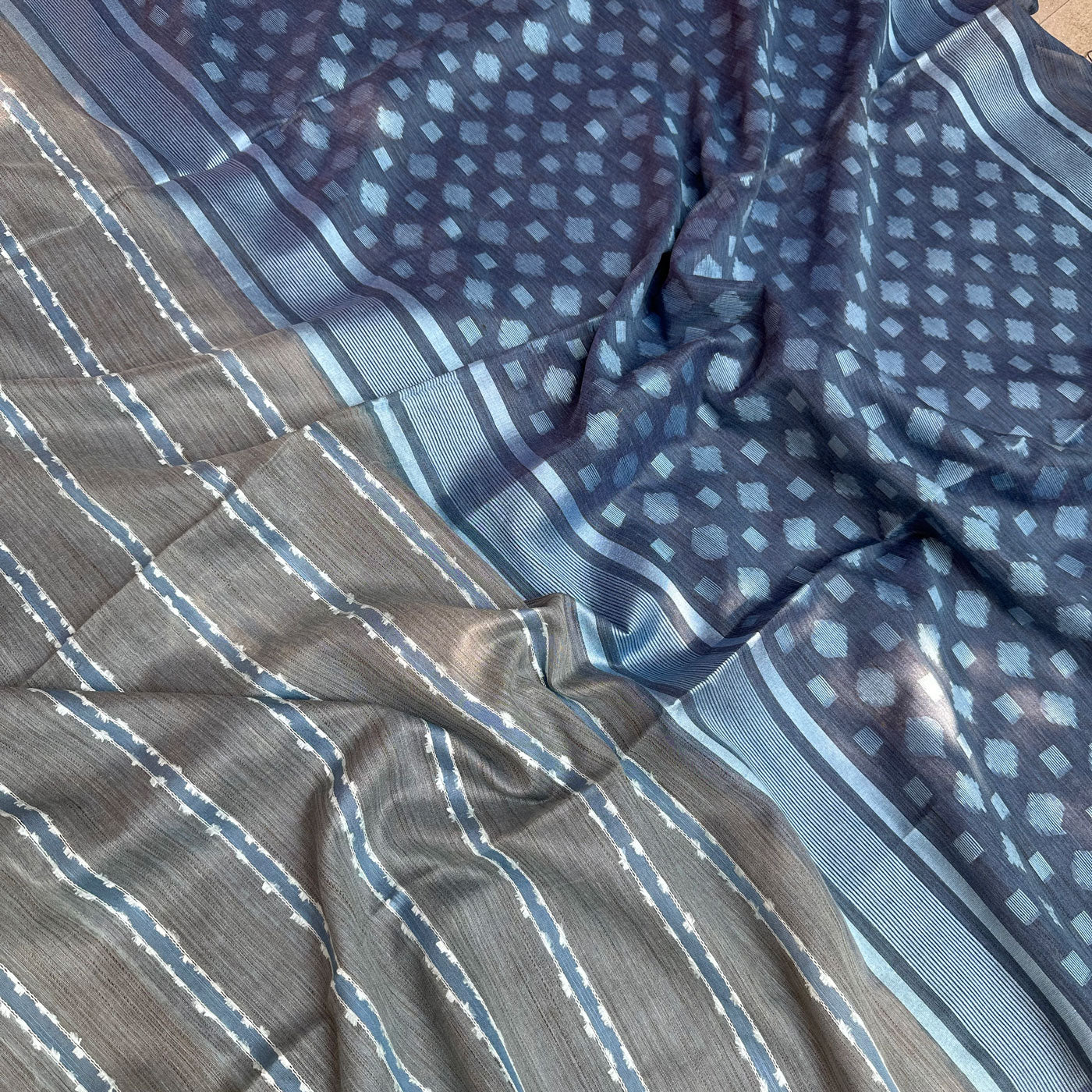 Stonewash Cotton Bamboo Silk Saree