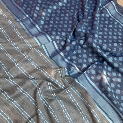 Stonewash Cotton Bamboo Silk Saree