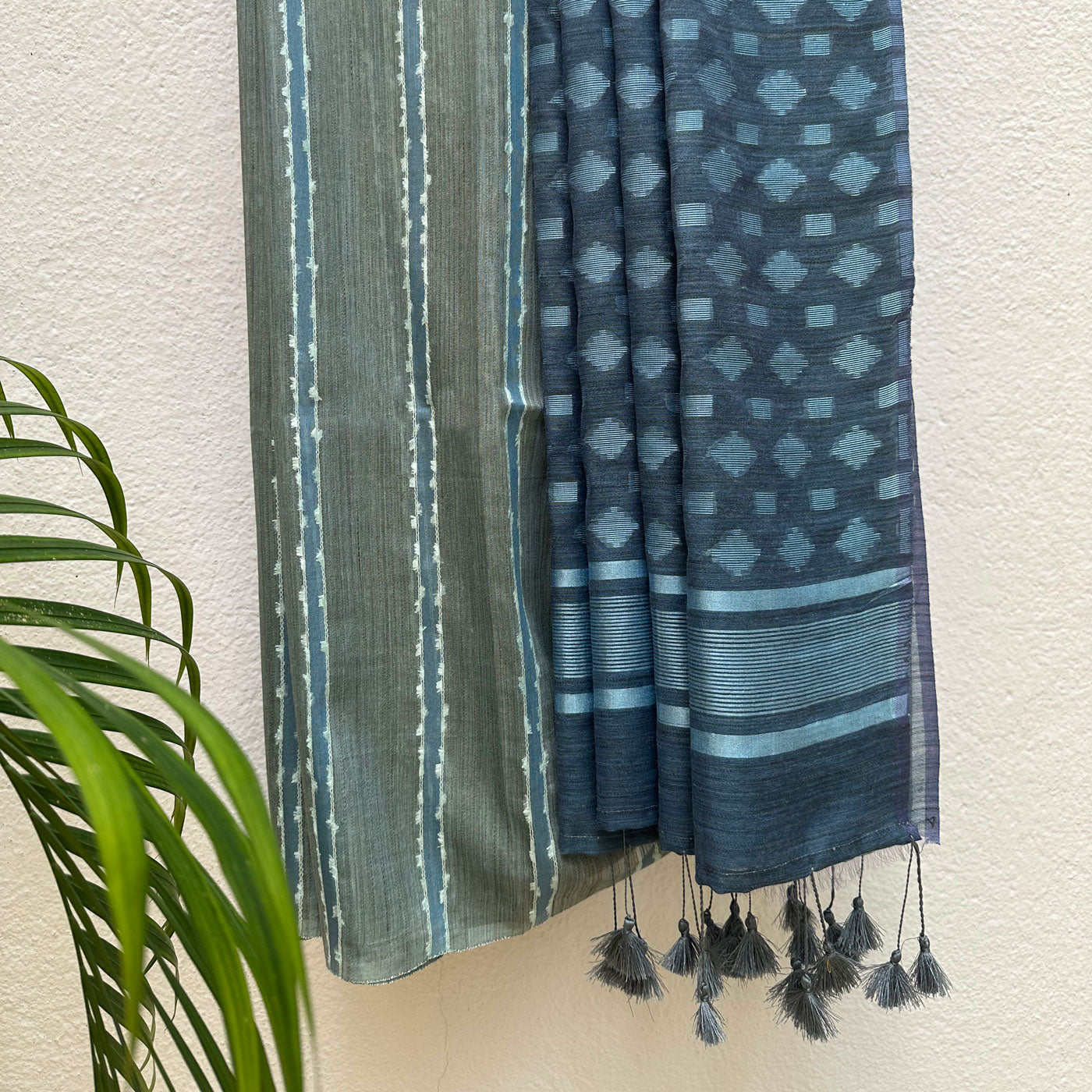 Stonewash Cotton Bamboo Silk Saree