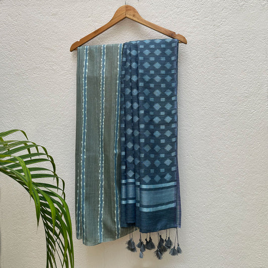 Stonewash Cotton Bamboo Silk Saree