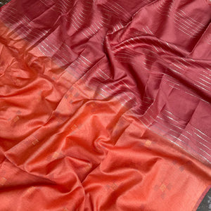 Sun Orange Cotton Silk Saree