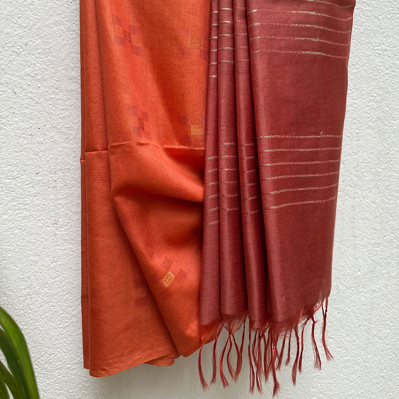Sun Orange Cotton Silk Saree