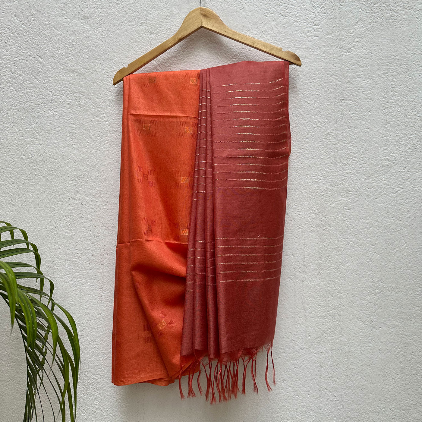 Sun Orange Cotton Silk Saree