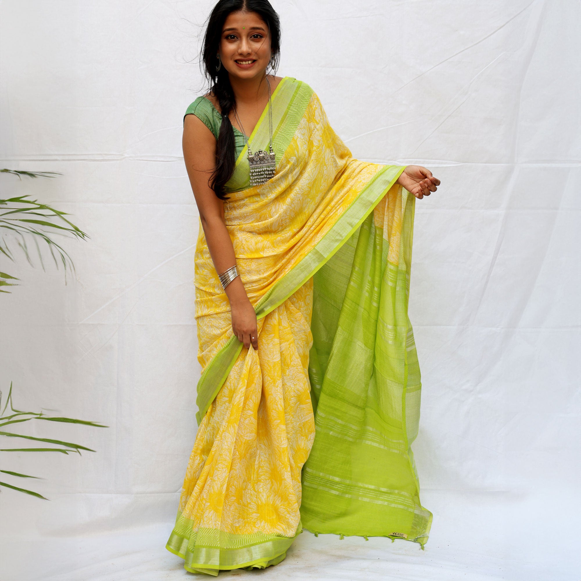 Sundance Kid Printed Organic Linen Saree