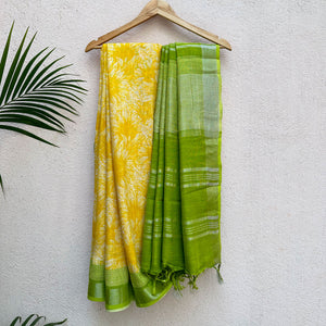Sundance Kid Printed Organic Linen Saree