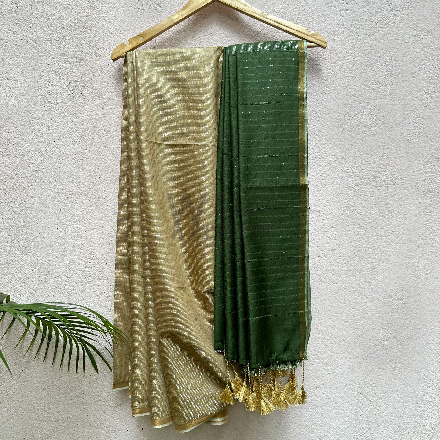 Sundress Green Cotton Viscose Saree
