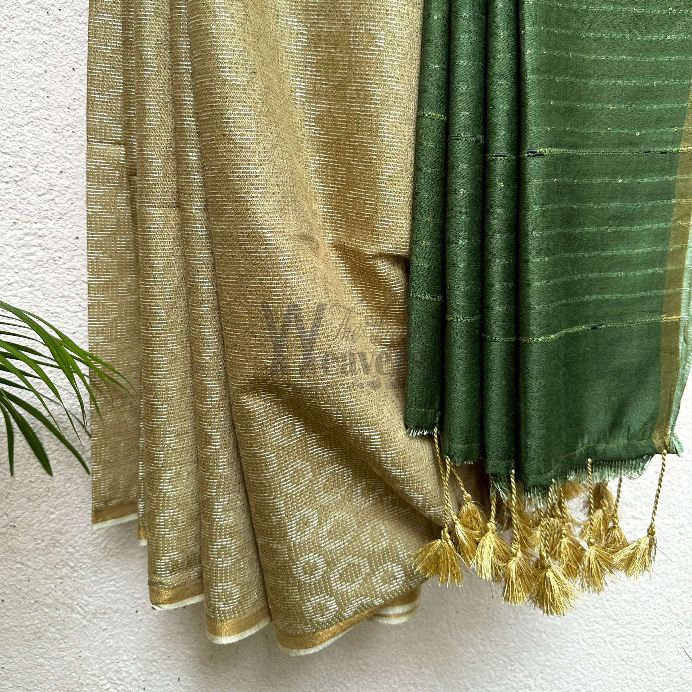 Sundress Green Cotton Viscose Saree