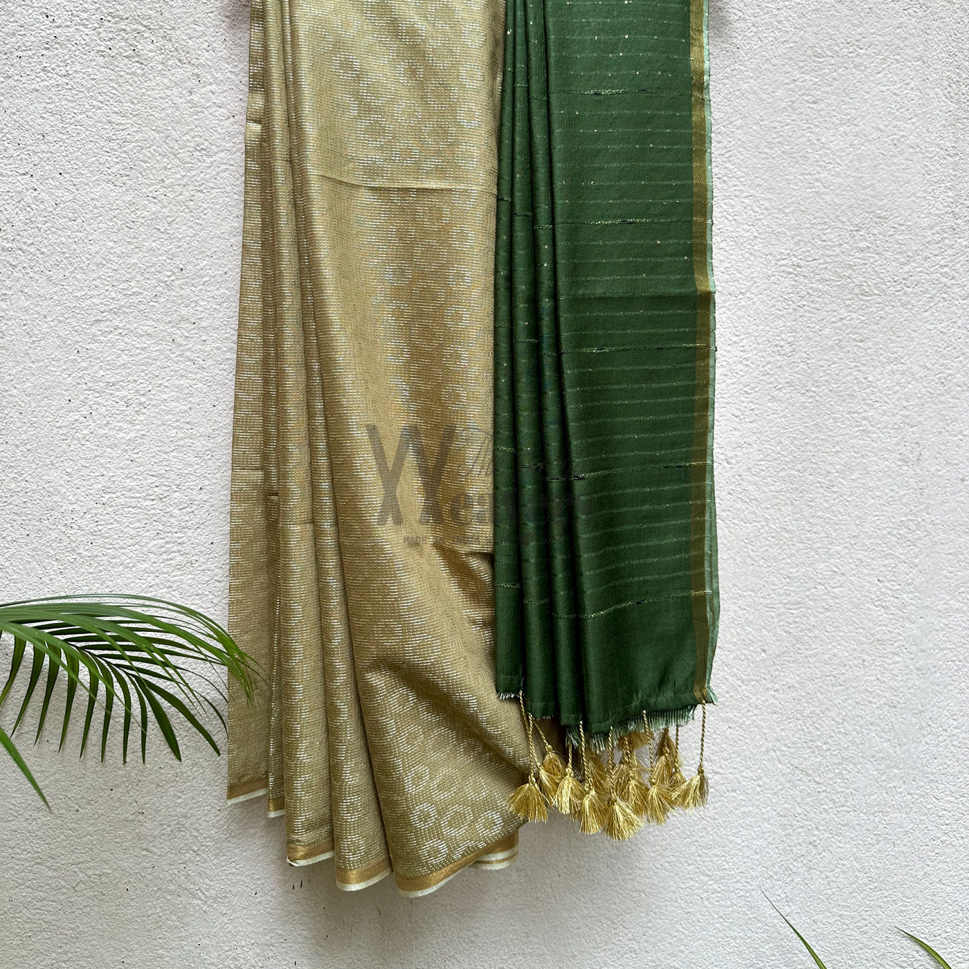 Sundress Green Cotton Viscose Saree