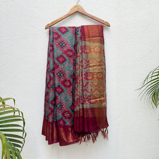 Sunehri Aztec Cotton Silk Printed Saree