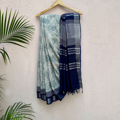 Sunforest Mix Printed Organic Linen Saree