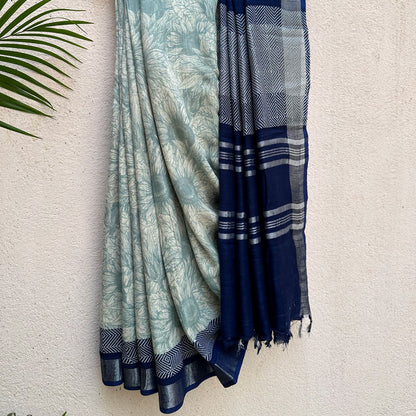 Sunforest Mix Printed Organic Linen Saree