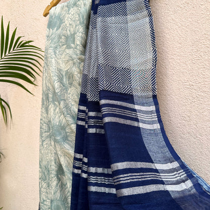Sunforest Mix Printed Organic Linen Saree
