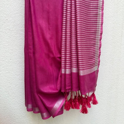 Quartz Pink Cotton Saree with Printed Blouse