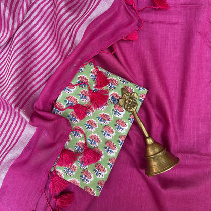Sunkissed Pink Cotton Saree with Printed Blouse