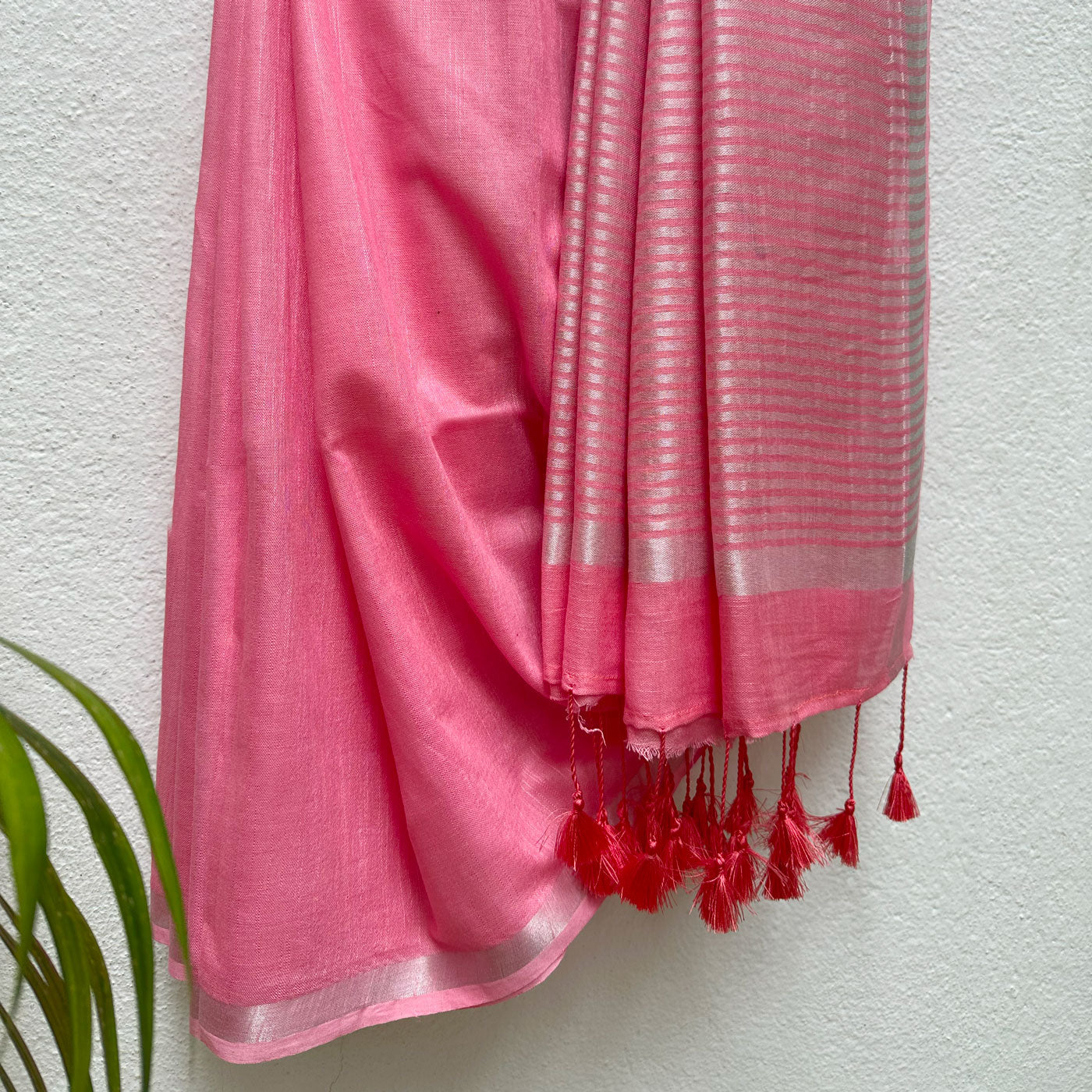 Quartz Pink Cotton Saree with Printed Blouse