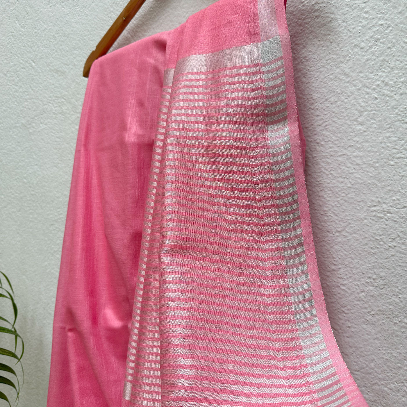 Quartz Pink Cotton Saree with Printed Blouse