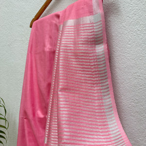 Quartz Pink Cotton Saree with Printed Blouse