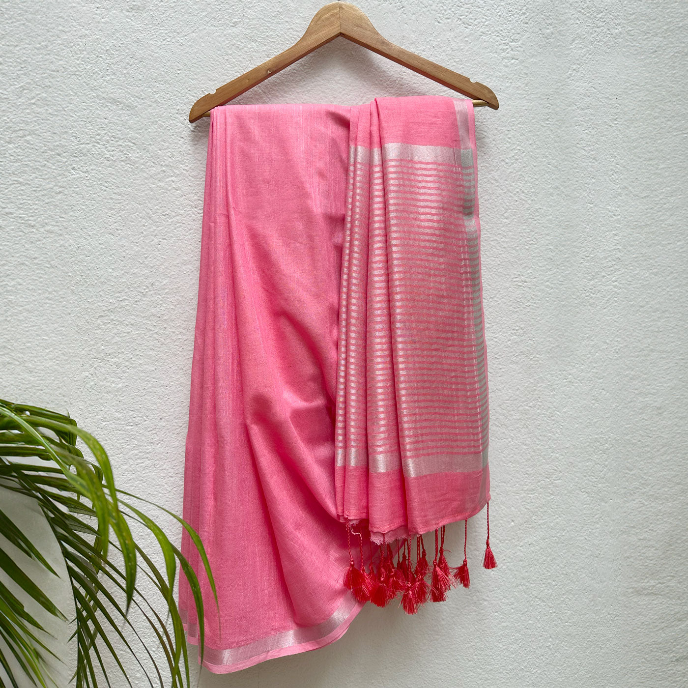Quartz Pink Cotton Saree with Printed Blouse