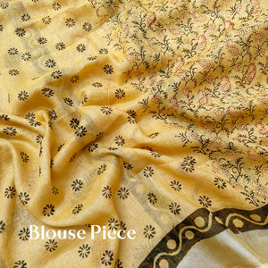 Surajmukhi Handblock Printed Pure Linen Saree