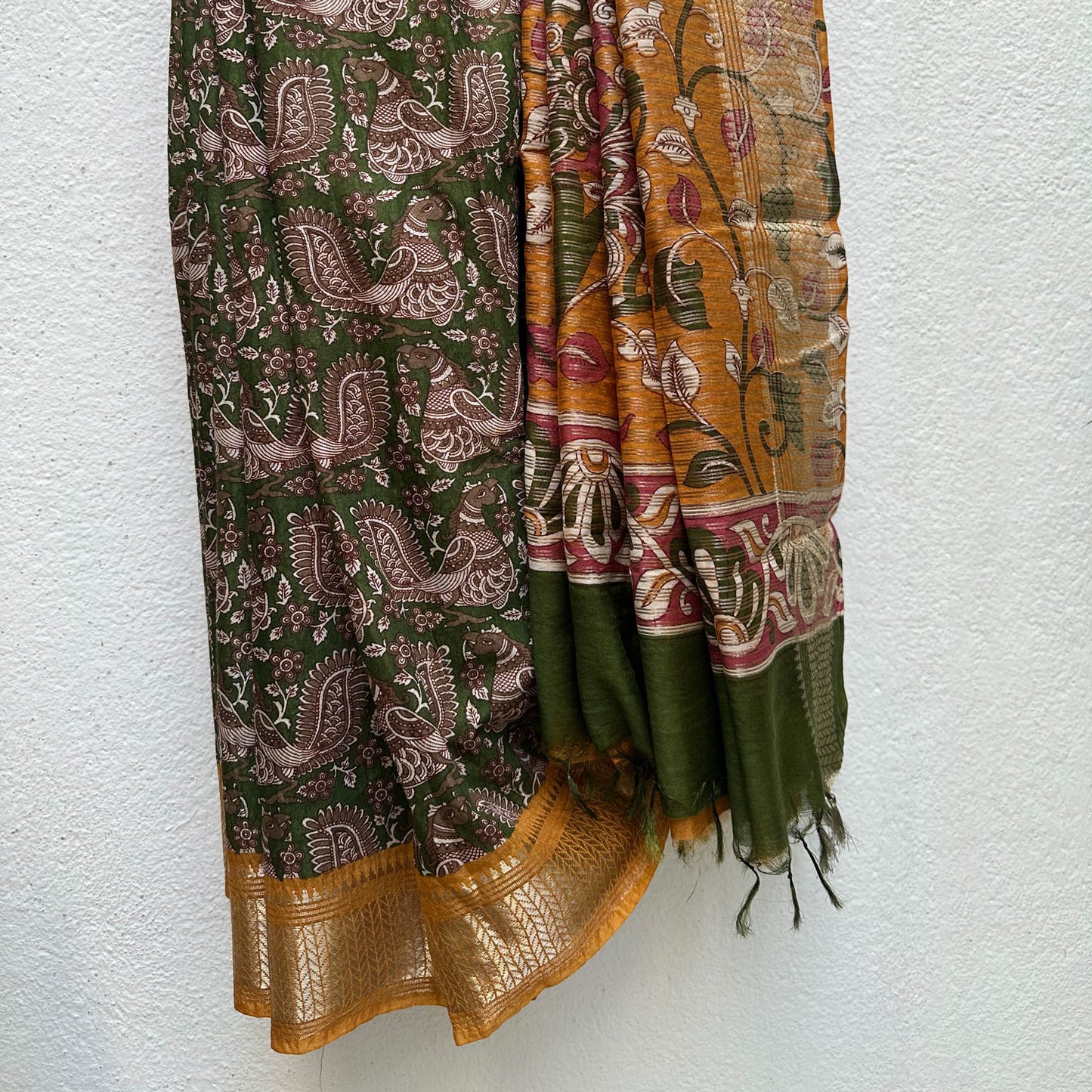 Surkhi Kalamkari Cotton Silk Printed Saree