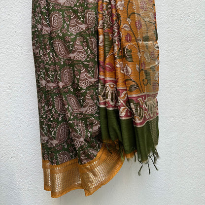 Surkhi Kalamkari Cotton Silk Printed Saree