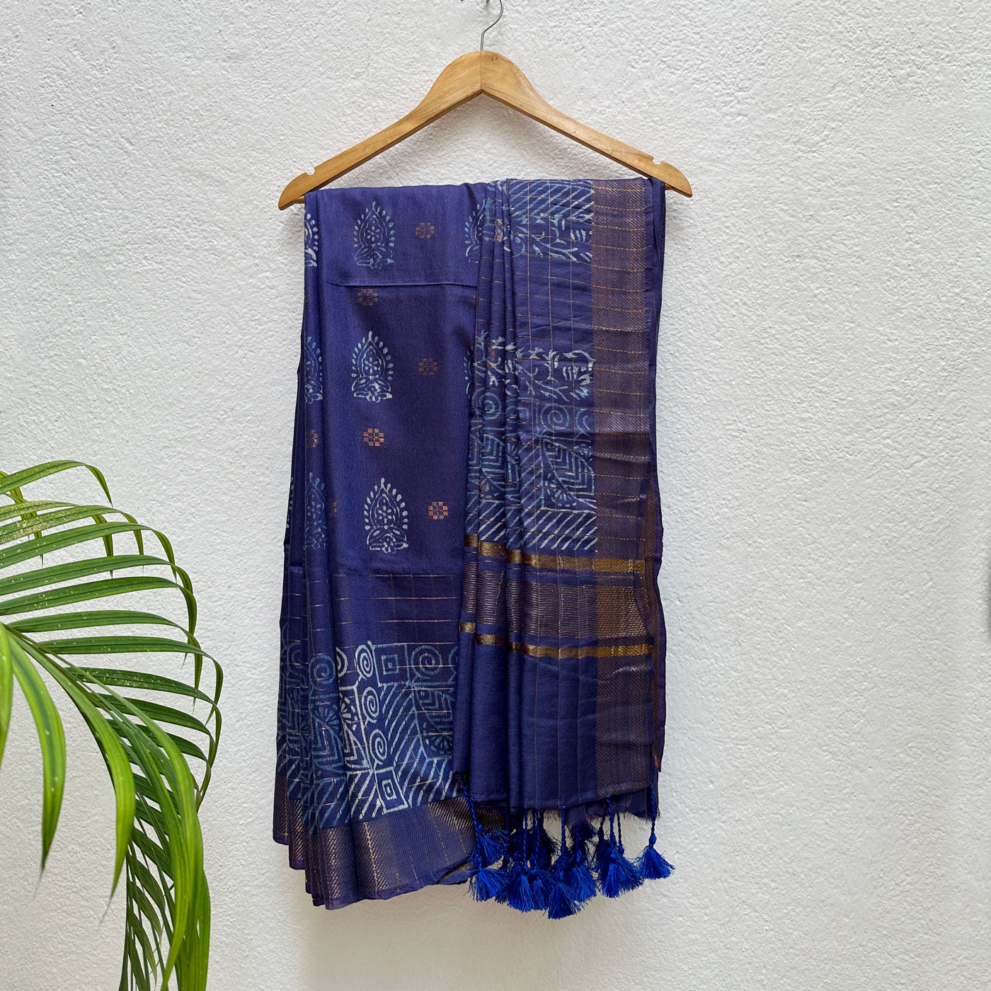 Suryamukhi Handblock Printed Cotton Silk Saree