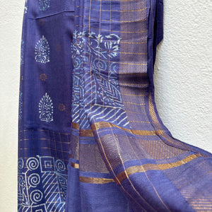 Suryamukhi Handblock Printed Cotton Silk Saree