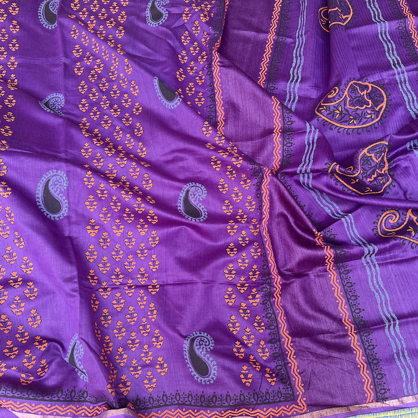 Suvarna Handblock Printed Chanderi Silk Saree