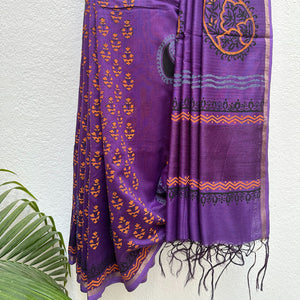 Suvarna Handblock Printed Chanderi Silk Saree