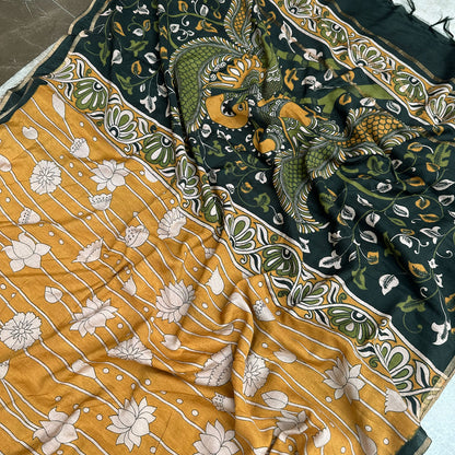 Swarns Pichwai Cotton Silk Printed Saree