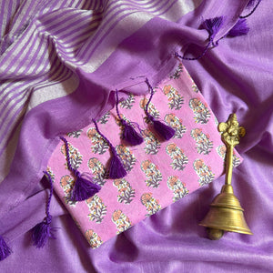 Sweet Lilac Cotton Saree with Printed Blouse
