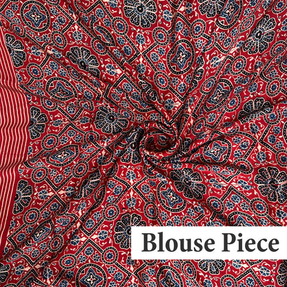 Taabir Handblock Printed Ajrakh Modal Silk Saree