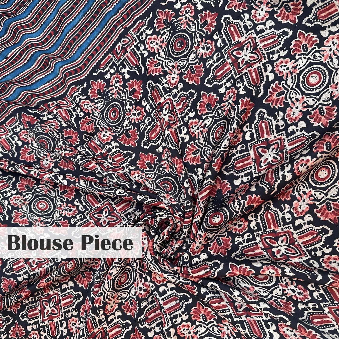 Taabir Handblock Printed Ajrakh Modal Silk Saree