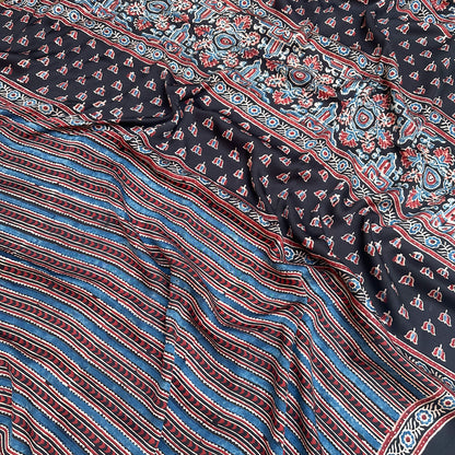 Taabir Handblock Printed Ajrakh Modal Silk Saree