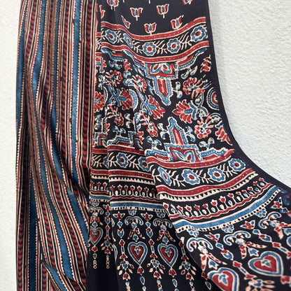 Taabir Handblock Printed Ajrakh Modal Silk Saree