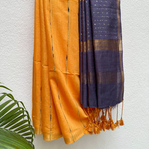 Tangelo Cotton Viscose Silk Saree