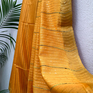 Tangerine Cotton Silk Saree with Printed Blouse Piece