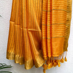 Load image into Gallery viewer, Tangerine Cotton Silk Saree with Printed Blouse Piece
