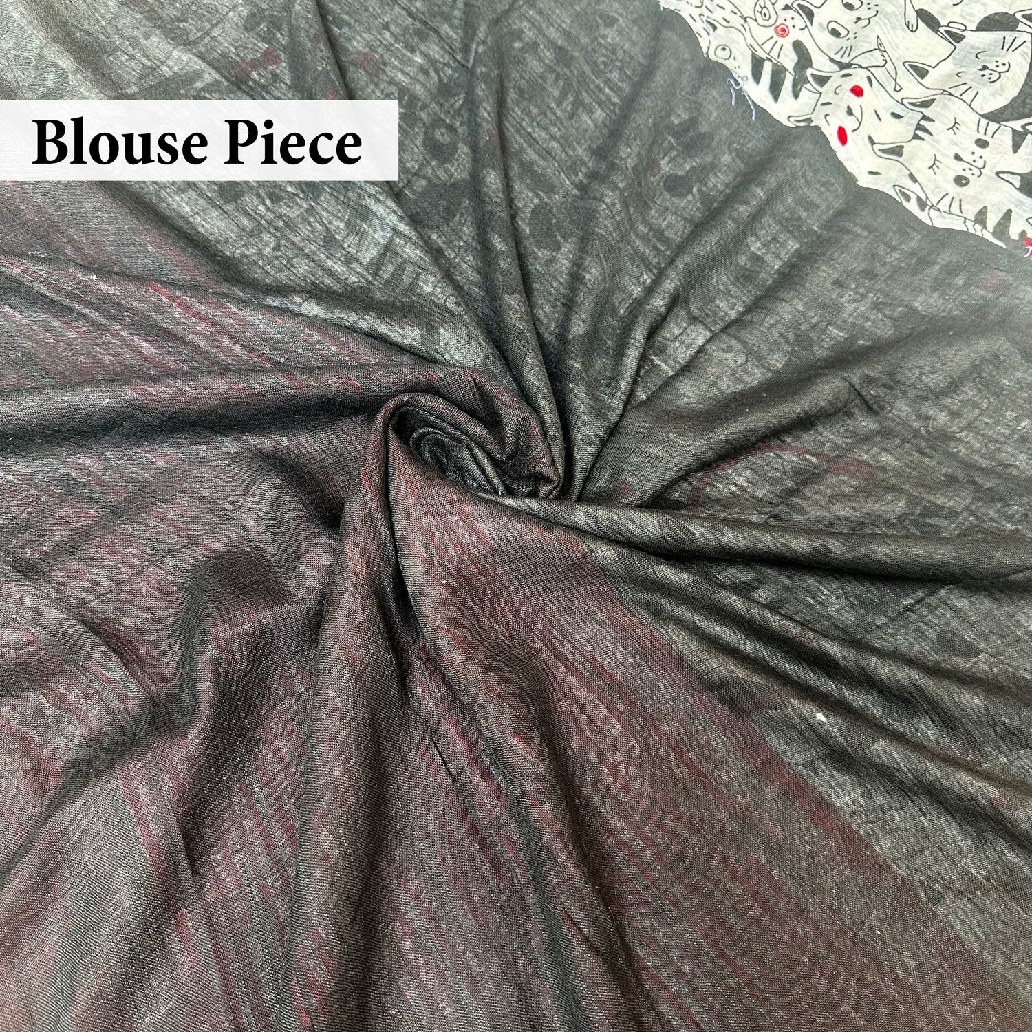 The Great Catsby ivory cotton saree with black plain blouse, Zoomies Collection Thread Weavers