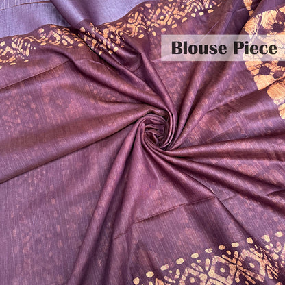 Tibetan Red Batik Cotton Silk Saree